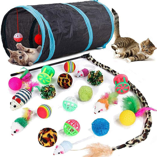 Speedy Panther Zusammenklappbares Katzentunnel-Spielset - 21 Teile